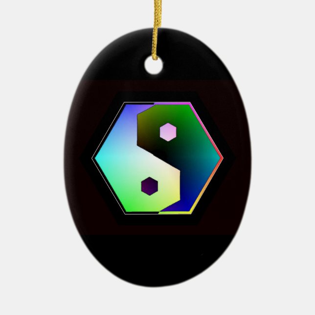 "Digital Yin Yang" Keramik Ornament (Vorne)
