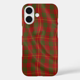 Digital zusammengesetzter Tartan-Effekt rot und gr iPhone 16 Hülle