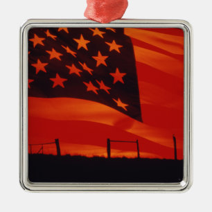 Digital-Zusammensetzung der amerikanischen Flagge Silbernes Ornament