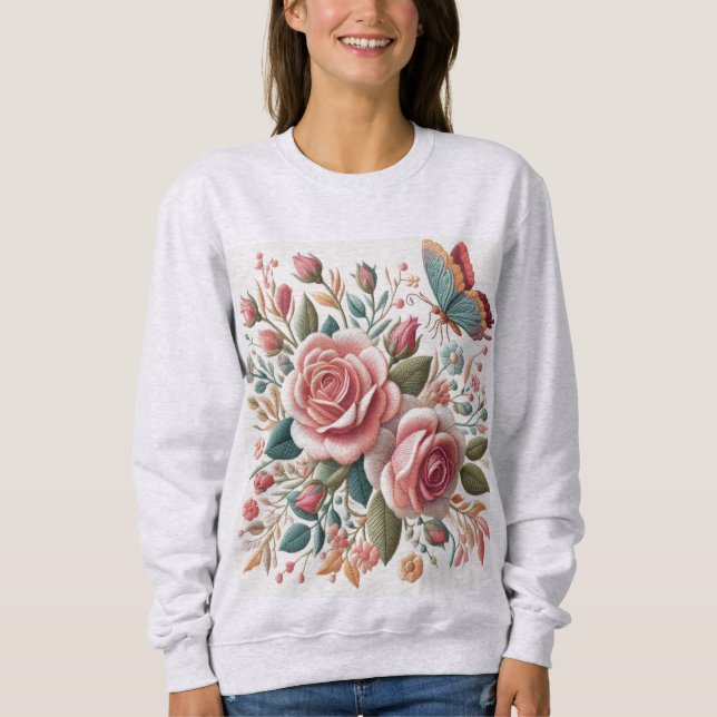 Digitaldruck in pastelliger Rose Sweatshirt (Vorderseite)