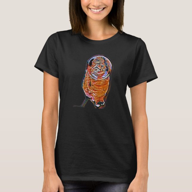 Digitale abstrakte Katze 17 T-Shirt (Vorderseite)