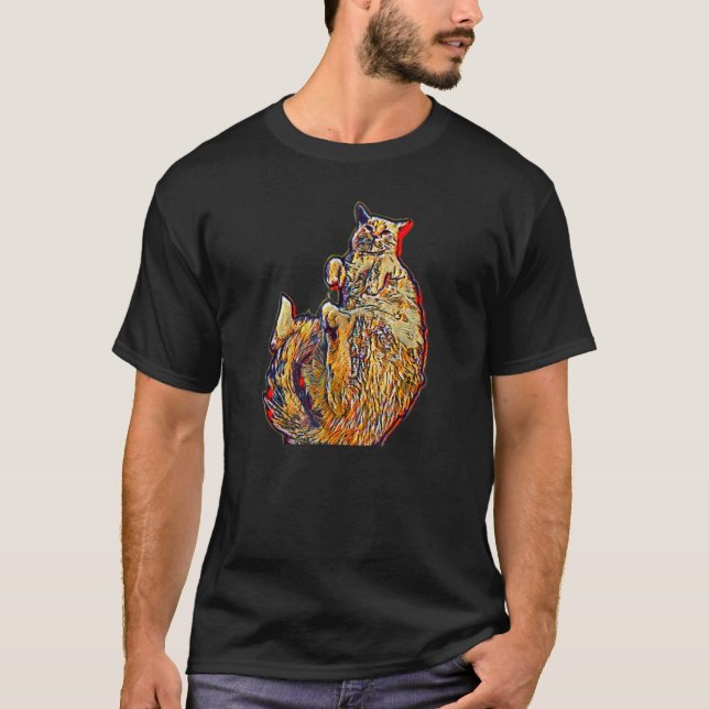 Digitale abstrakte Katze 1 T-Shirt (Vorderseite)