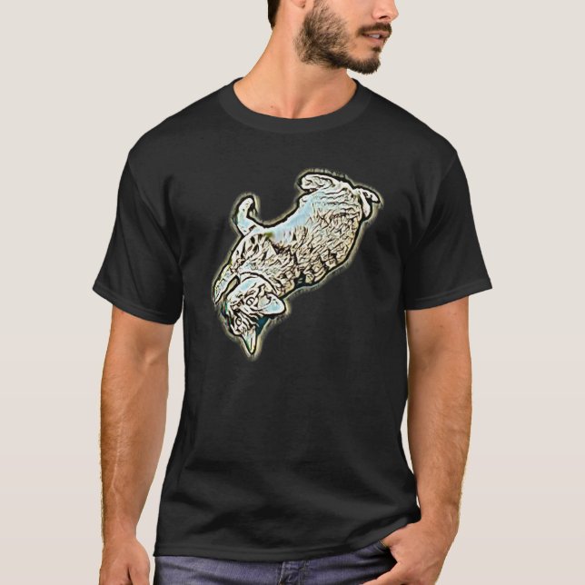 Digitale abstrakte Katze 23 T-Shirt (Vorderseite)