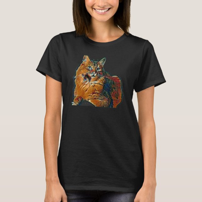 Digitale abstrakte Katze 26 T-Shirt (Vorderseite)