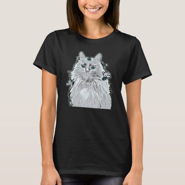 Digitale abstrakte Katze 32 T-Shirt (Vorderseite)