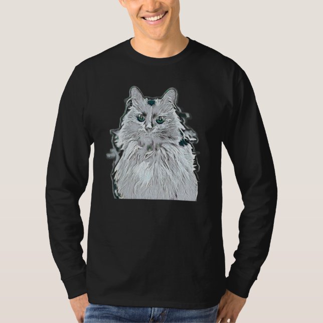 Digitale abstrakte Katze 32 T-Shirt (Vorderseite)