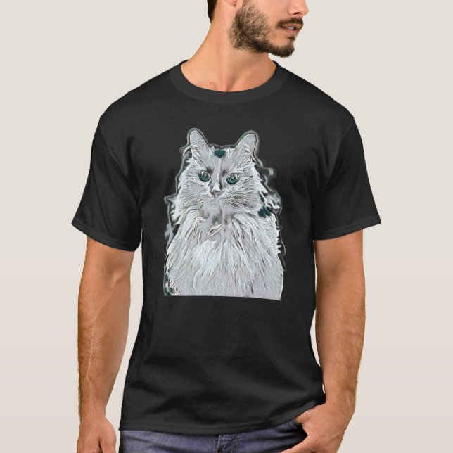 Digitale abstrakte Katze 32 T-Shirt (Vorderseite)