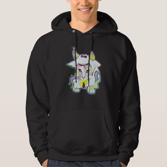 Digitale abstrakte Katze 35 Hoodie (Vorderseite)