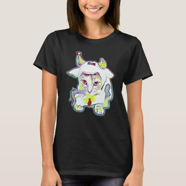Digitale abstrakte Katze 35 T-Shirt (Vorderseite)