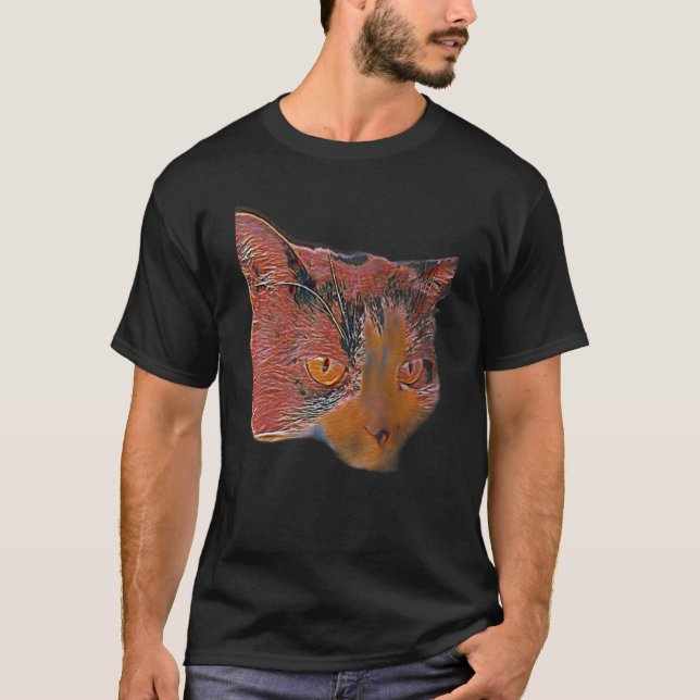 Digitale abstrakte Katze 3 T-Shirt (Vorderseite)