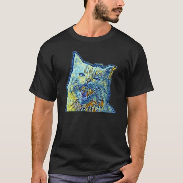 Digitale abstrakte Katze 49 T-Shirt (Vorderseite)
