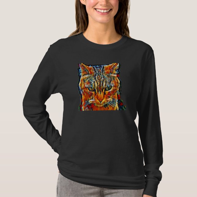 Digitale abstrakte Katze 60 T-Shirt (Vorderseite)