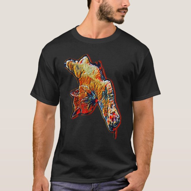 Digitale abstrakte Katze 79 T-Shirt (Vorderseite)