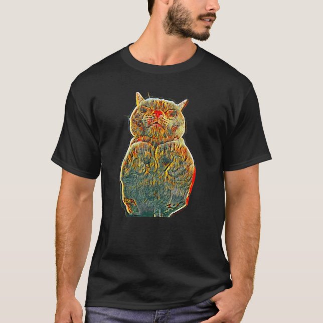 Digitale abstrakte Katze 7 T-Shirt (Vorderseite)