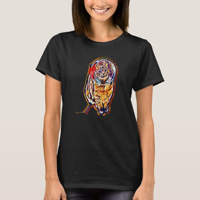 Digitale abstrakte Katze 9 T-Shirt (Vorderseite)