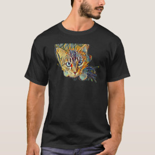 Digitale abstrakte Katze Malerei 10 T-Shirt