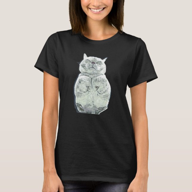 Digitale abstrakte Katze Malerei 20 T-Shirt (Vorderseite)