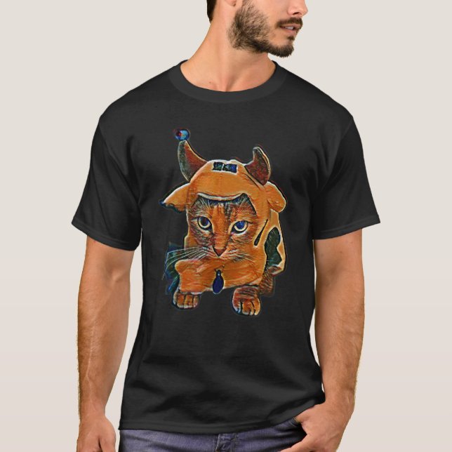 Digitale abstrakte Katze Malerei 29 T-Shirt (Vorderseite)