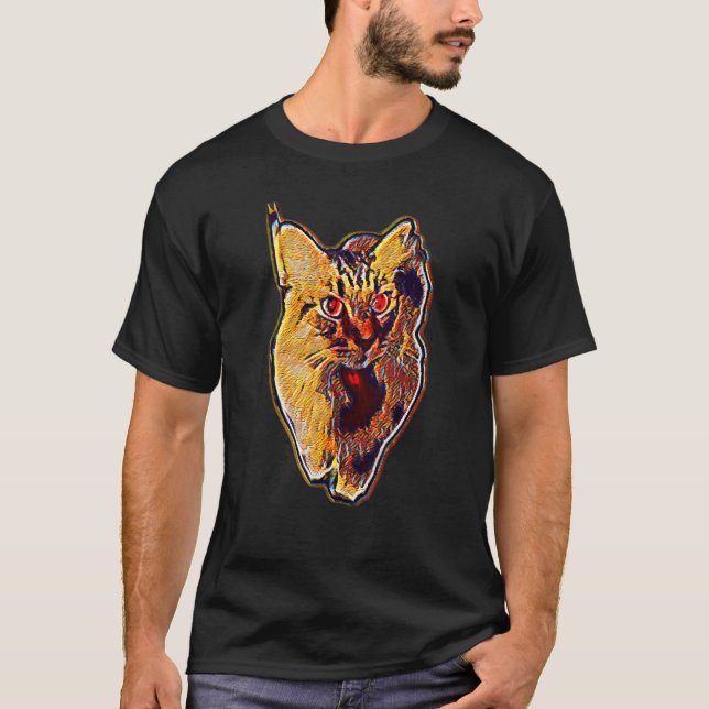 Digitale abstrakte Katze Malerei 44 T-Shirt (Vorderseite)