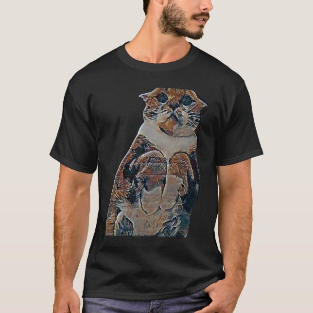 Digitale abstrakte Katze Malerei T-Shirt (Vorderseite)