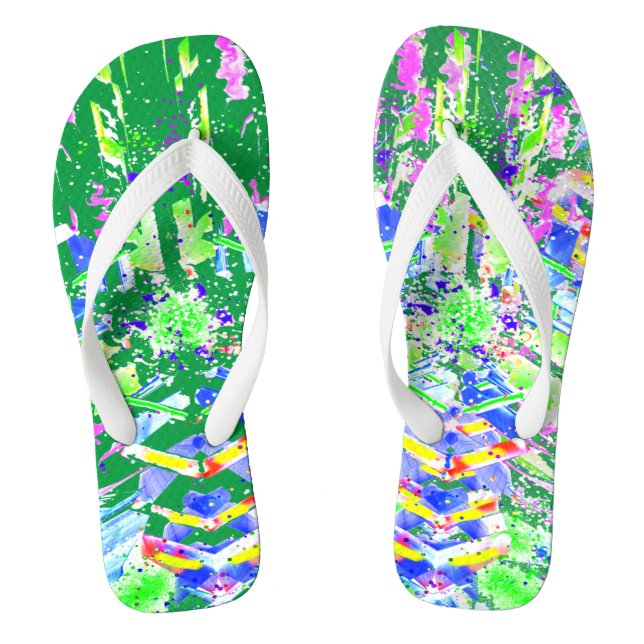 Digitale abstrakte Kunst nennen wir es Chaos  Flip Flops (Fußbett)