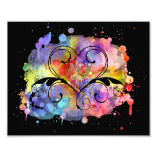 Digitale Aquarellbilder Hearts Cutouts Fotodruck