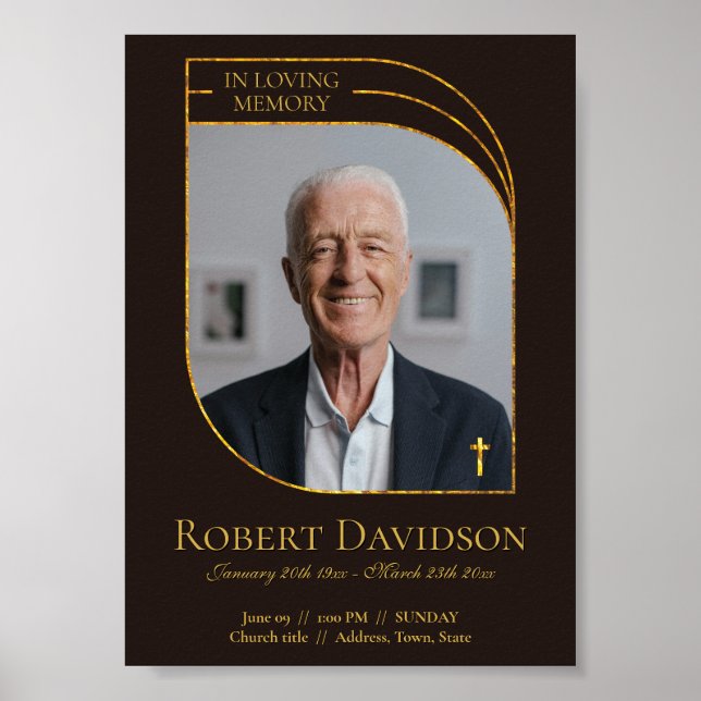 Digitale Beerdigung Ankündigung Post Dunkelbraun Poster (Vorne)