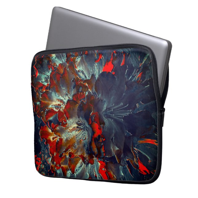 Digitale Blume in Asche und Kohle über Kohlen 3 Laptopschutzhülle (Vorderseite Links)