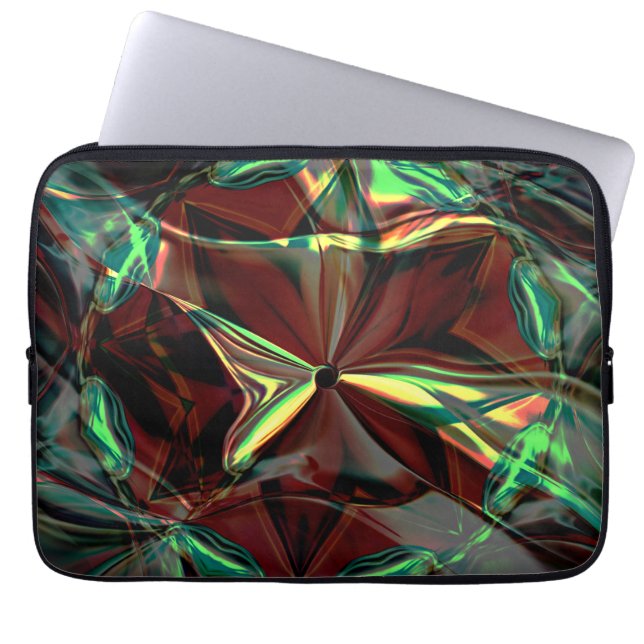Digitale Blume mit metallischen oder kristallinen  Laptopschutzhülle (Vorderseite)