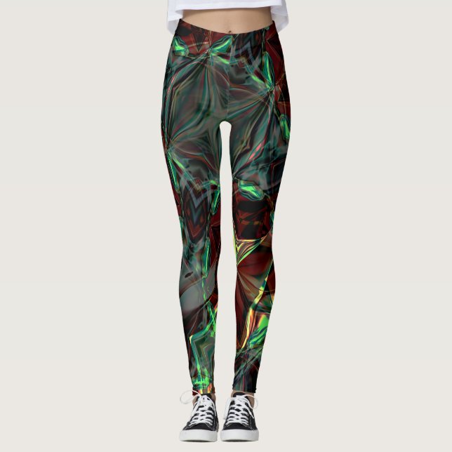Digitale Blume mit metallischen oder kristallinen  Leggings (Vorderseite)