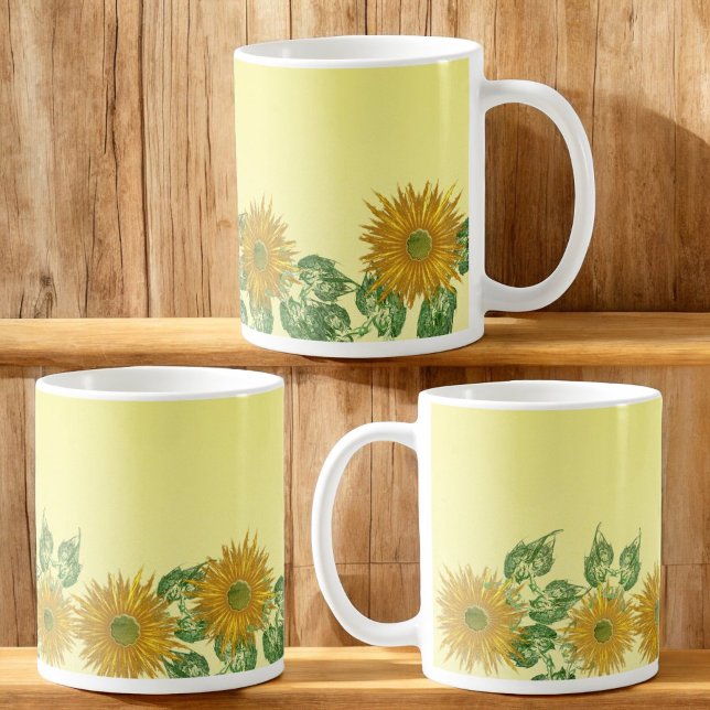 Digitale Blume und unterste Grenze Tasse (left, right and opposite the handle on mug)