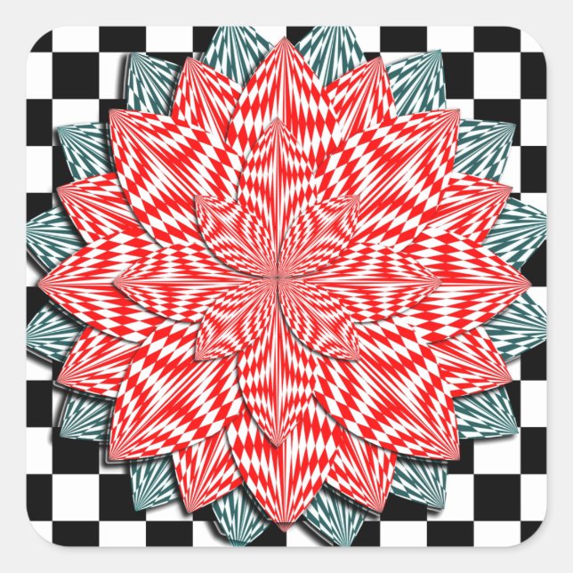 Digitale Blume von Kenneth Yoncich Quadratischer Aufkleber (Vorderseite)