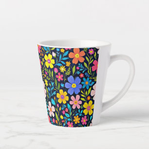 Digitale Blumengemälde Blumenmuster Milchtasse