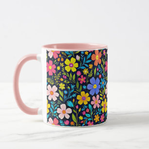 Digitale Blumenmalerei Blumenmuster Tasse