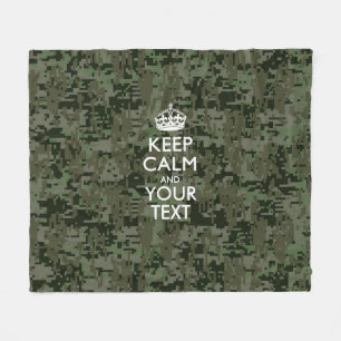 Digitale Camouflage Behalte Ruhe und Text Fleecedecke