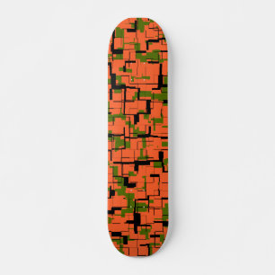 Digitale Camouflage Grün-Orangefarbenes Muster Skateboard