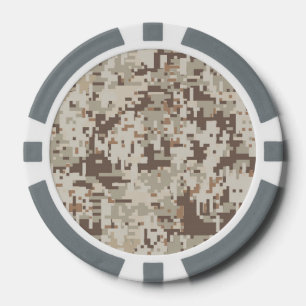 Digitale Camouflage Pixel Decke im Wüstenstil Pokerchips