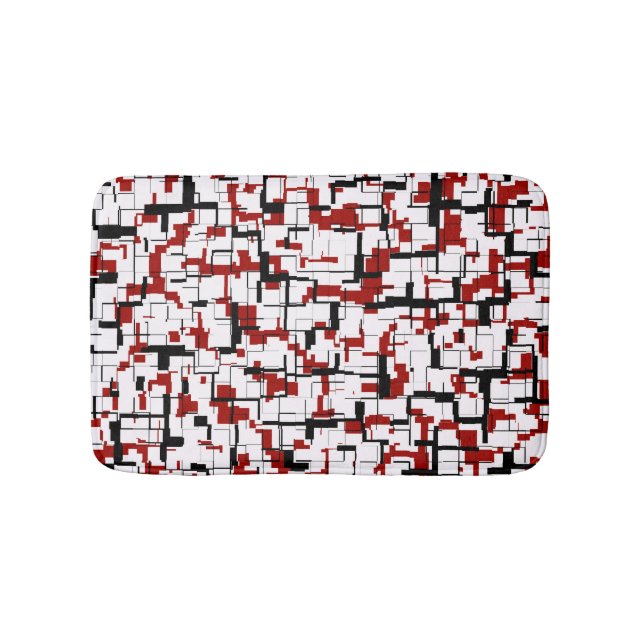 Digitale Camouflage Schwarz-weißes rotes Muster Badematte (Vorderseite)