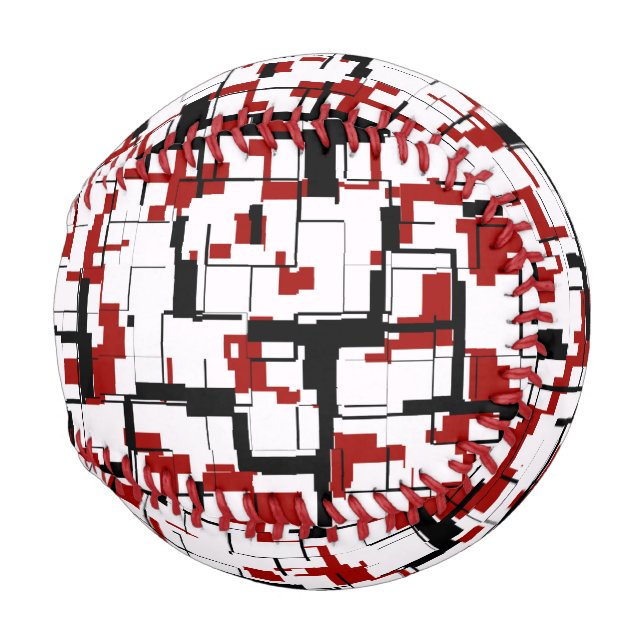 Digitale Camouflage Schwarz-weißes rotes Muster Baseball (Vorne Rechts)
