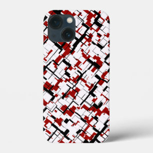 Digitale Camouflage Schwarz-weißes rotes Muster iPhone 13 Mini Hülle