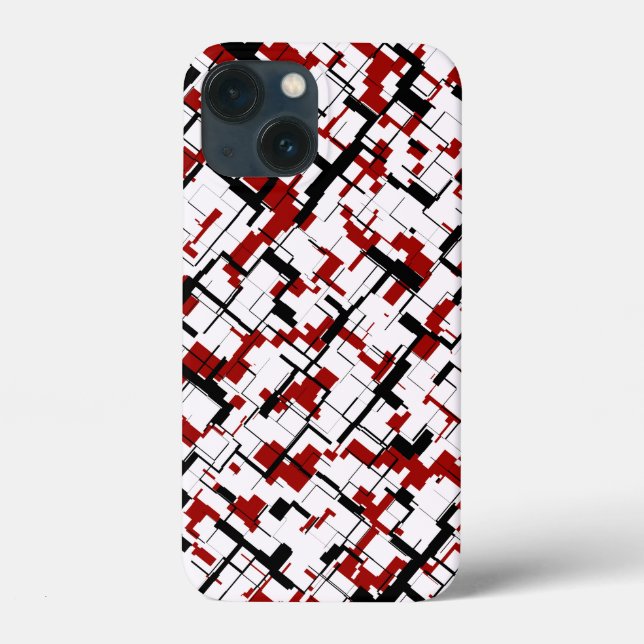 Digitale Camouflage Schwarz-weißes rotes Muster Case-Mate iPhone Hülle (Rückseite)