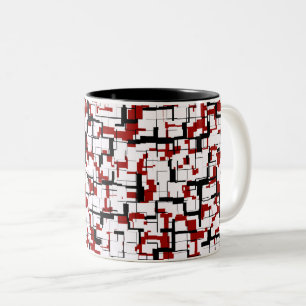 Digitale Camouflage Schwarz-weißes rotes Muster Zweifarbige Tasse