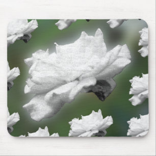 Digitale Collage "Fade to Green, White Rose" Mousepad