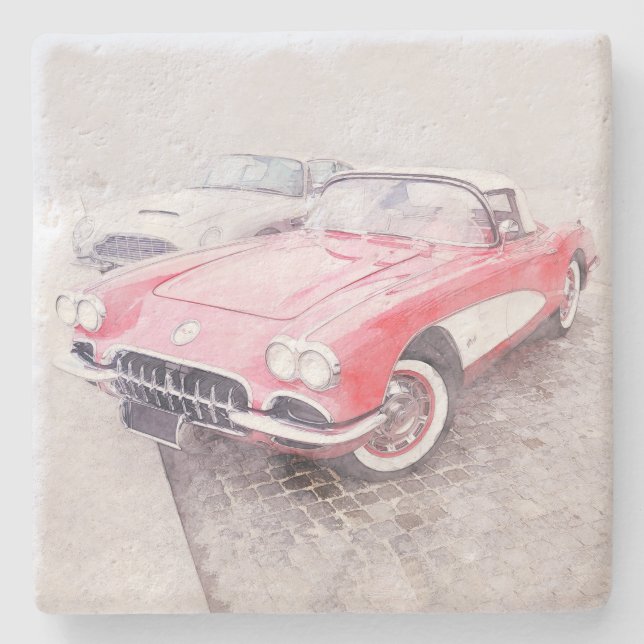 Digitale Corvette-Malerei Steinuntersetzer (Vorderseite)