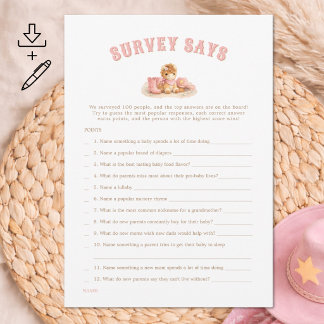 Digitale Cowgirl-Baby-Shower-Spielumfrage-Sagt-Kar Einladung