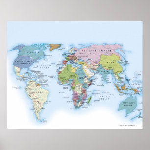 Digitale Darstellung der Welt im Jahr 1900 Poster