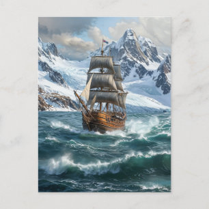 Digitale Darstellung des Seeschiffs im Ozean Postkarte