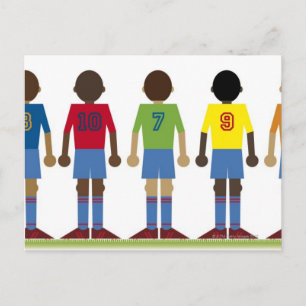 Digitale Darstellung von fünf Fußballspielern, Postkarte