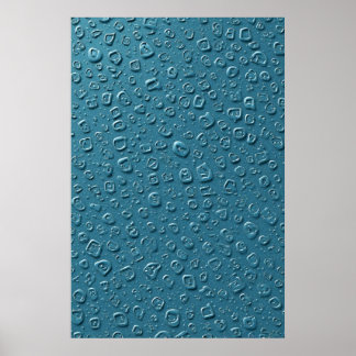 Digitale Droplets auf blauer Oberfläche Poster