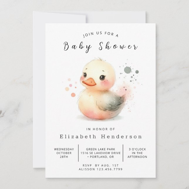 Digitale Duck-Babydusche Einladung (Vorderseite)